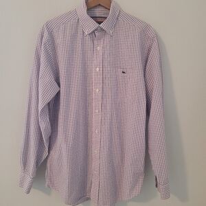 Vineyard Vines Shep & Ian Tucker Shirt Medium blue pink button front long Sleeve